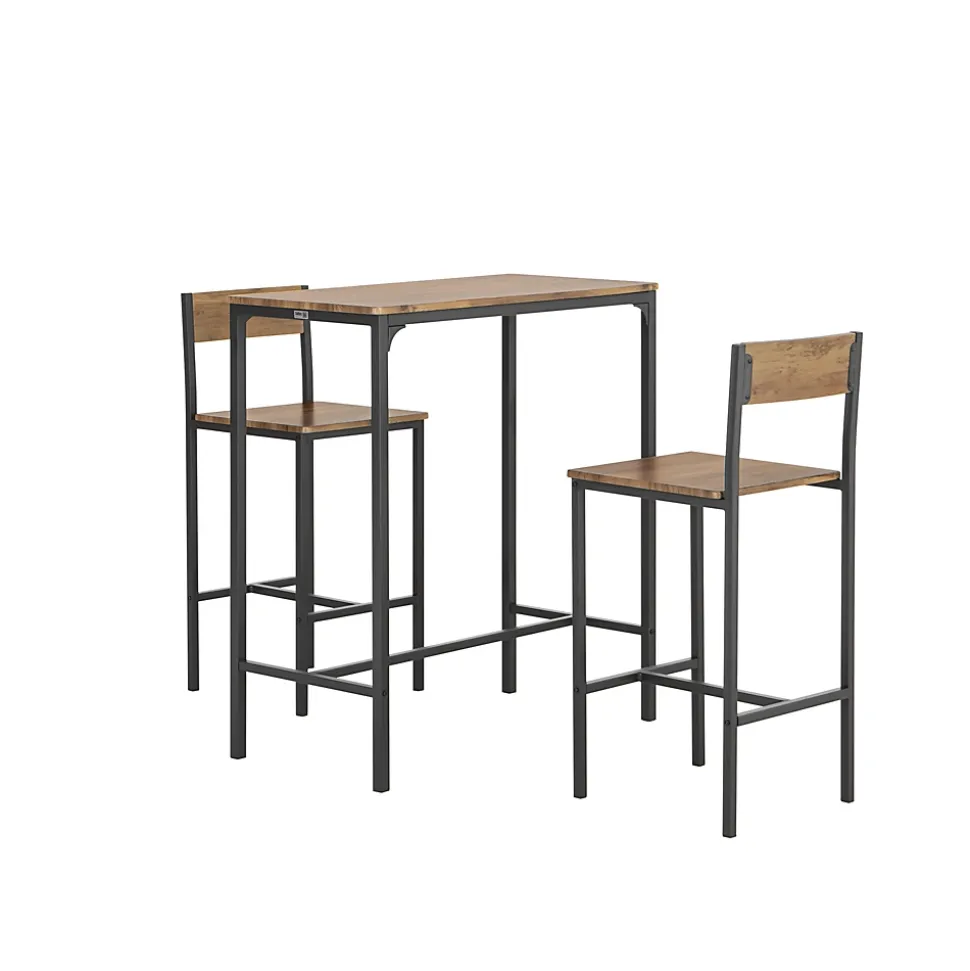 SoBuy Set de Table de Bar Extensible avec 2 Chaises Hautes en Bois Massif