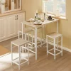 SoBuy Set Table Bar avec Repose-Pied, Mange-Debout, Blanc Naturel