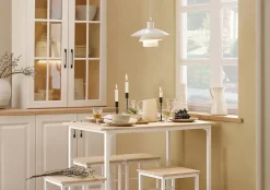 SoBuy Set Table Bar avec Repose-Pied, Mange-Debout, Blanc Naturel