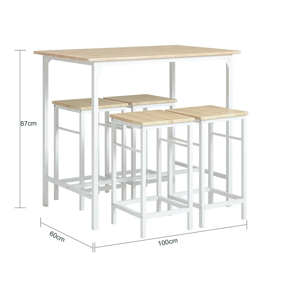 SoBuy Set Table Bar avec Repose-Pied, Mange-Debout, Blanc Naturel