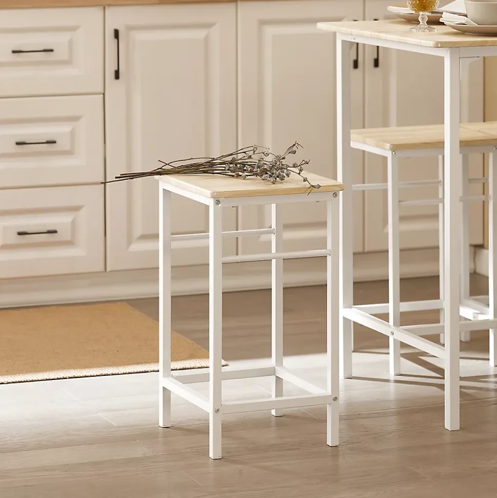 SoBuy Set Table Bar avec Repose-Pied, Mange-Debout, Blanc Naturel