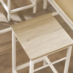 SoBuy Set Table Bar avec Repose-Pied, Mange-Debout, Blanc Naturel