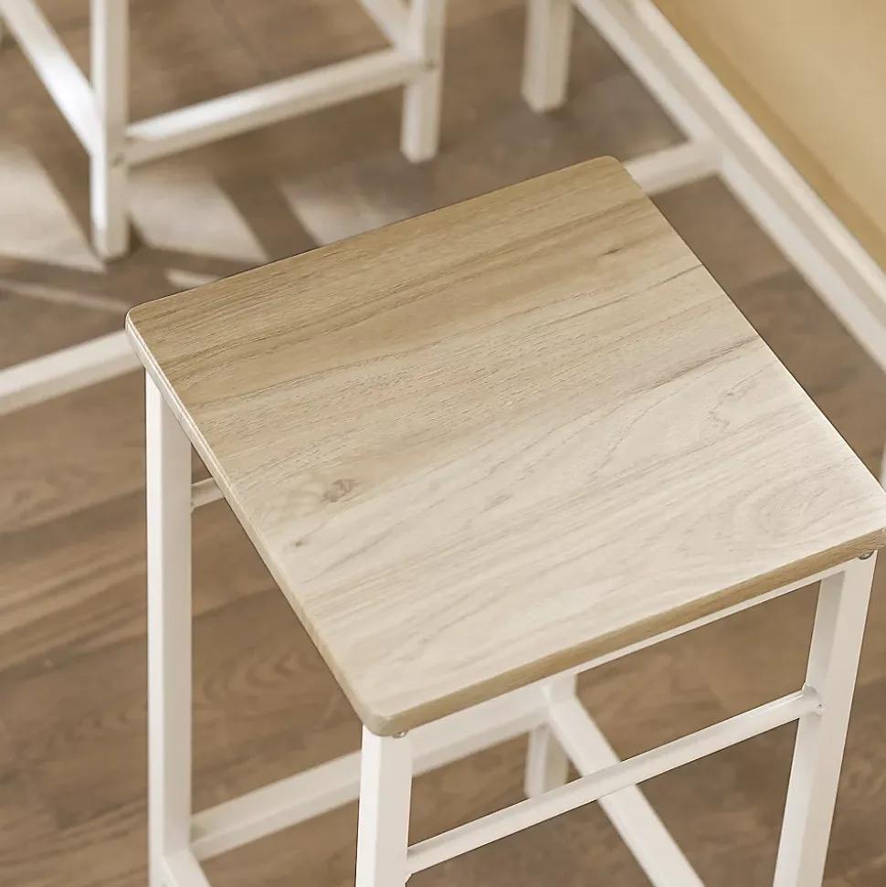 SoBuy Set Table Bar avec Repose-Pied, Mange-Debout, Blanc Naturel