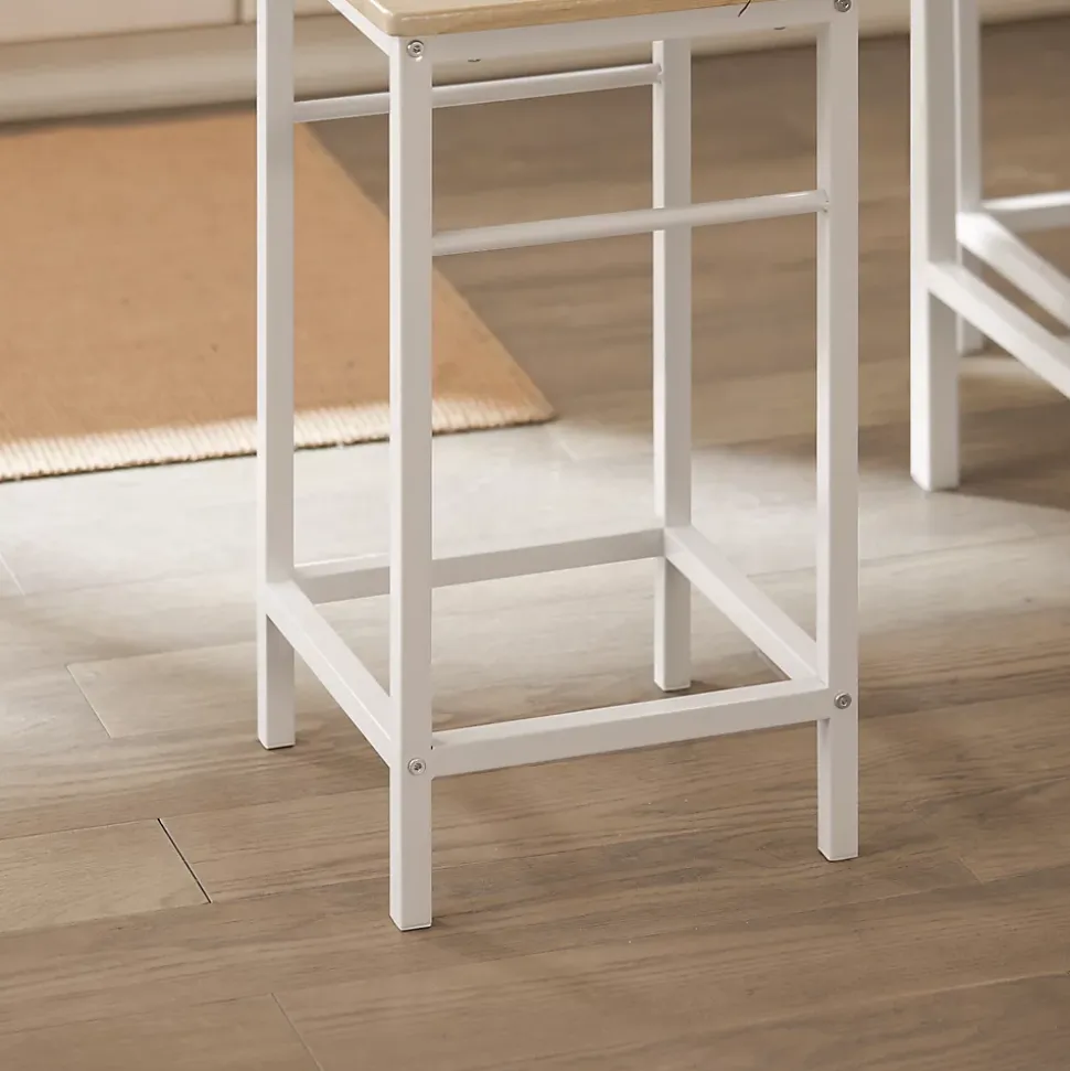 SoBuy Set Table Bar avec Repose-Pied, Mange-Debout, Blanc Naturel