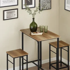 SoBuy Set Table Bar et 2 Tabourets Mange-debout Haute pour Cuisine, Salon, Balcon