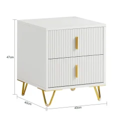 SoBuy Table de chevet blanche à 2 tiroirs 63x46.5x47.3cm Fonctionnel FBT115-WX2