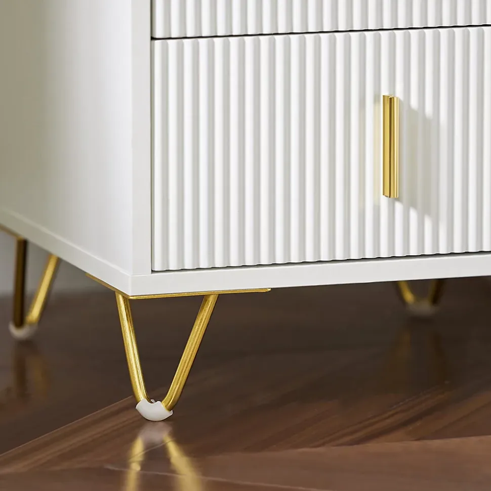 SoBuy Table de chevet blanche à 2 tiroirs 63x46.5x47.3cm Fonctionnel FBT115-WX2