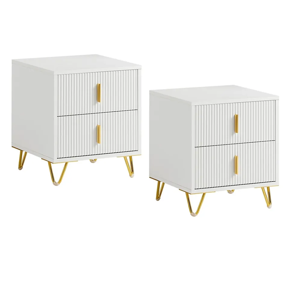 SoBuy Table de chevet blanche à 2 tiroirs 63x46.5x47.3cm Fonctionnel FBT115-WX2