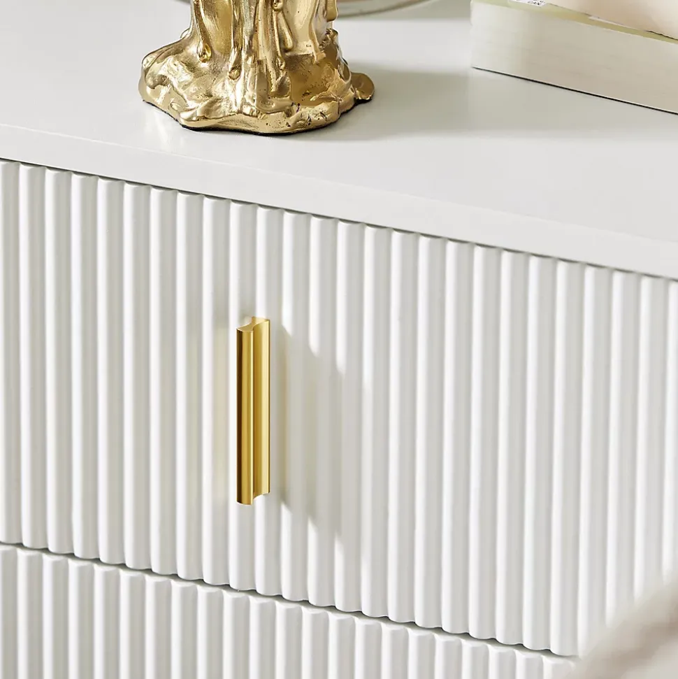 SoBuy Table de chevet blanche à 2 tiroirs 63x46.5x47.3cm Fonctionnel FBT115-WX2