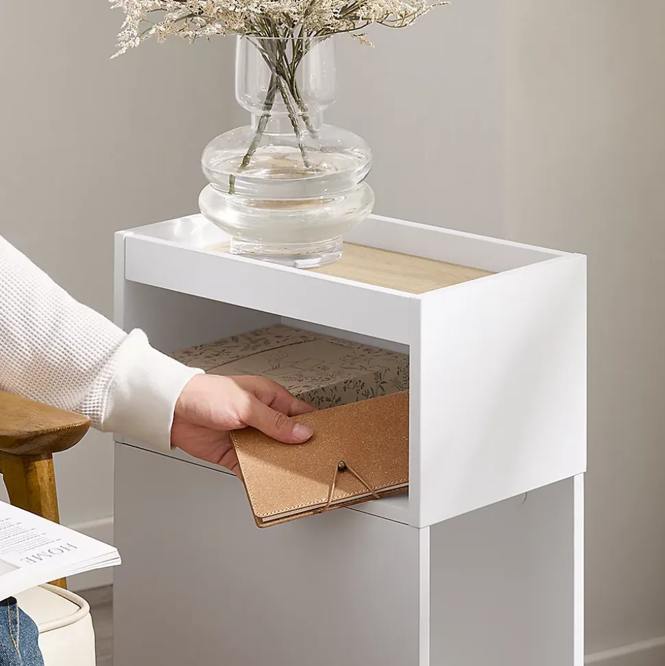 SoBuy Table de chevet blanche à 3 étagères 20x35x60cm Fonctionnel FBT171-NW