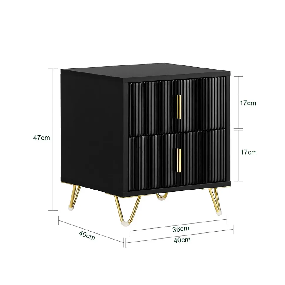 SoBuy Table de chevet noire à 2 tiroirs 63x46.5x47.3cm Fonctionnel FBT115-SCHX2