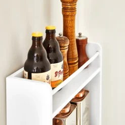 SoBuy Étagère Murale Suspendue avec 3 Crochets de Rangement pour Cuisine et Salle de Bain 38x17x75 cm KCR12-W