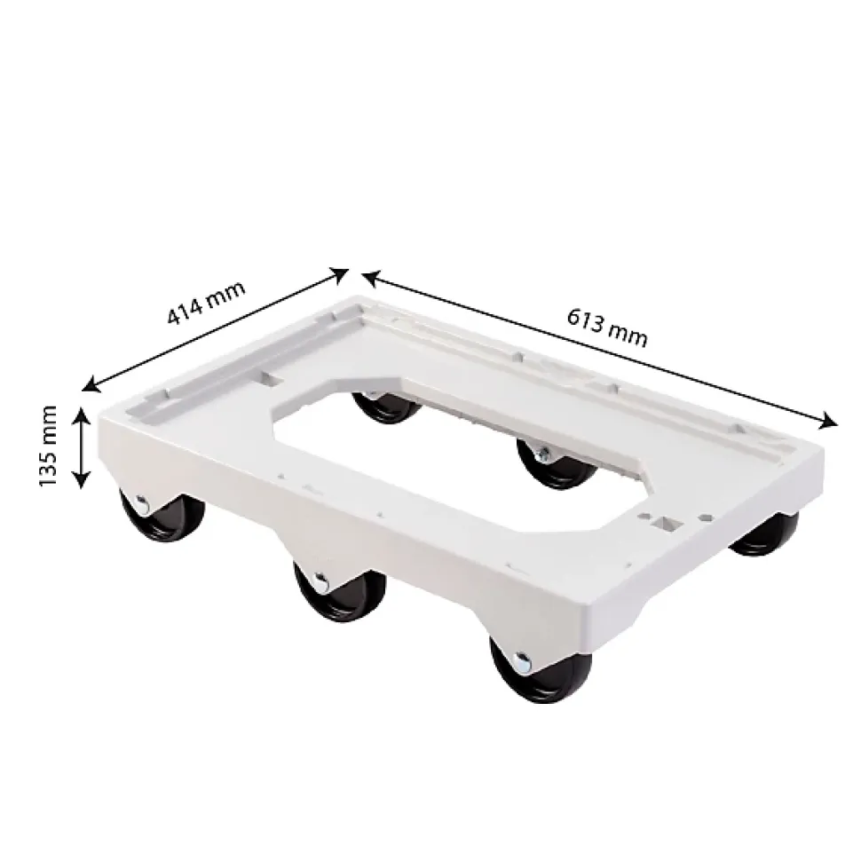 Socle rouleur 6 roues - axe acier - gris