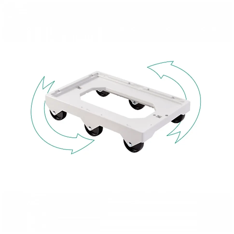 Socle rouleur 6 roues - axe acier - gris