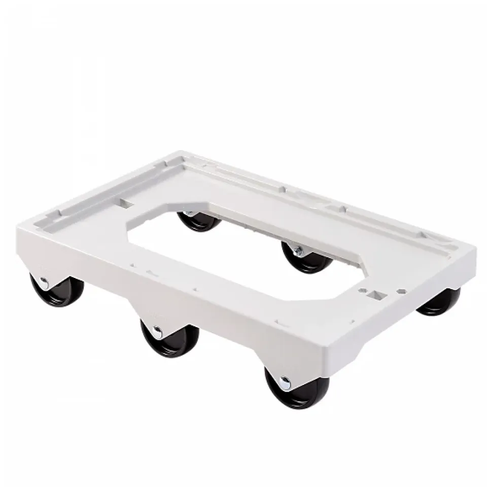 Socle rouleur 6 roues - axe acier - gris