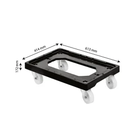 Socle rouleur 4 roues pivotantes - chape inox - noir