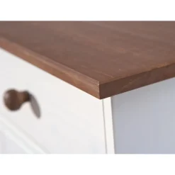 SOCOA - Buffet 3 Portes 3 Tiroirs Bois Massif Vernis Sepia et Blanc