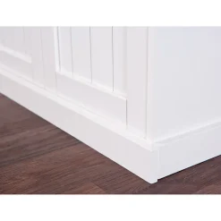 SOCOA - Buffet Vaisselier 5 Portes 3 Tiroirs Bois Massif Vernis Sepia et Blanc
