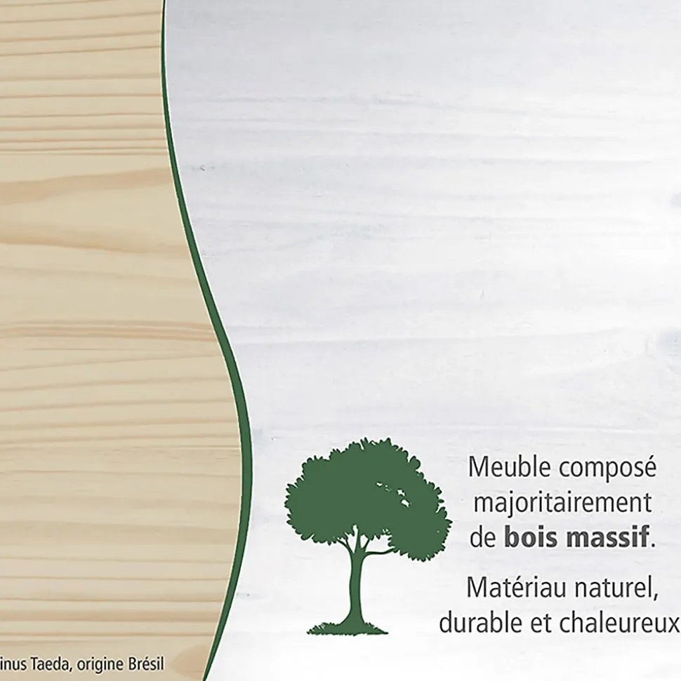 SOCOA - Buffet Vaisselier 5 Portes 3 Tiroirs Bois Massif Vernis Sepia et Blanc