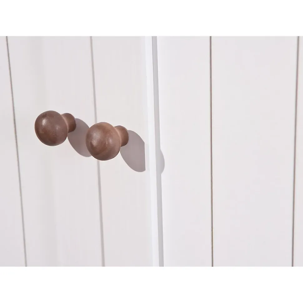 SOCOA - Buffet Vaisselier 5 Portes 3 Tiroirs Bois Massif Vernis Sepia et Blanc