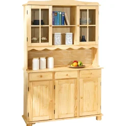 STAN - Buffet Vaisselier 5 Portes 3 Tiroirs Bois Massif