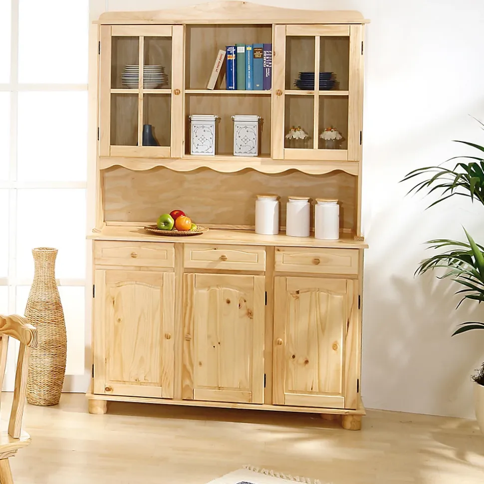 STAN - Buffet Vaisselier 5 Portes 3 Tiroirs Bois Massif