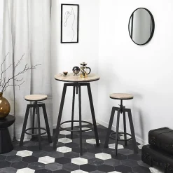 STARK - Ensemble Table Mange-Debout et 2 Tabourets Réglables