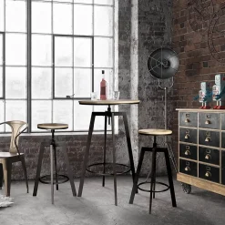STARK - Ensemble Table Mange-Debout et 2 Tabourets Réglables