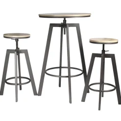 STARK - Ensemble Table Mange-Debout et 2 Tabourets Réglables