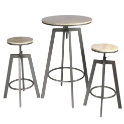STARK - Ensemble Table Mange-Debout et 2 Tabourets Réglables