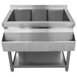 Station de bar à cocktails avec évier de bar en acier inoxydable sur pied