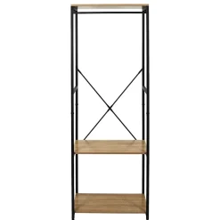 STAVI - Portant avec Etagères Métal Noir Plateaux Effet Bois