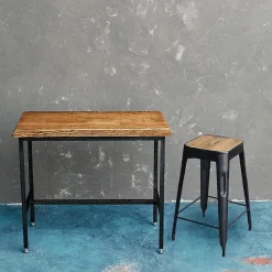 STEVE - Tabouret Industriel Bois et Acier H64cm