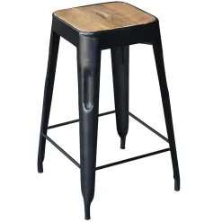 STEVE - Tabouret Industriel Bois et Acier H64cm