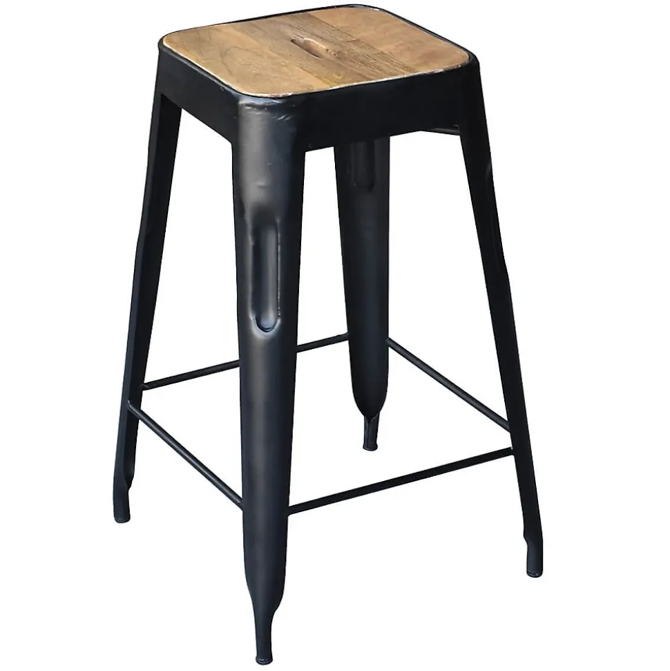 STEVE - Tabouret Industriel Bois et Acier H64cm
