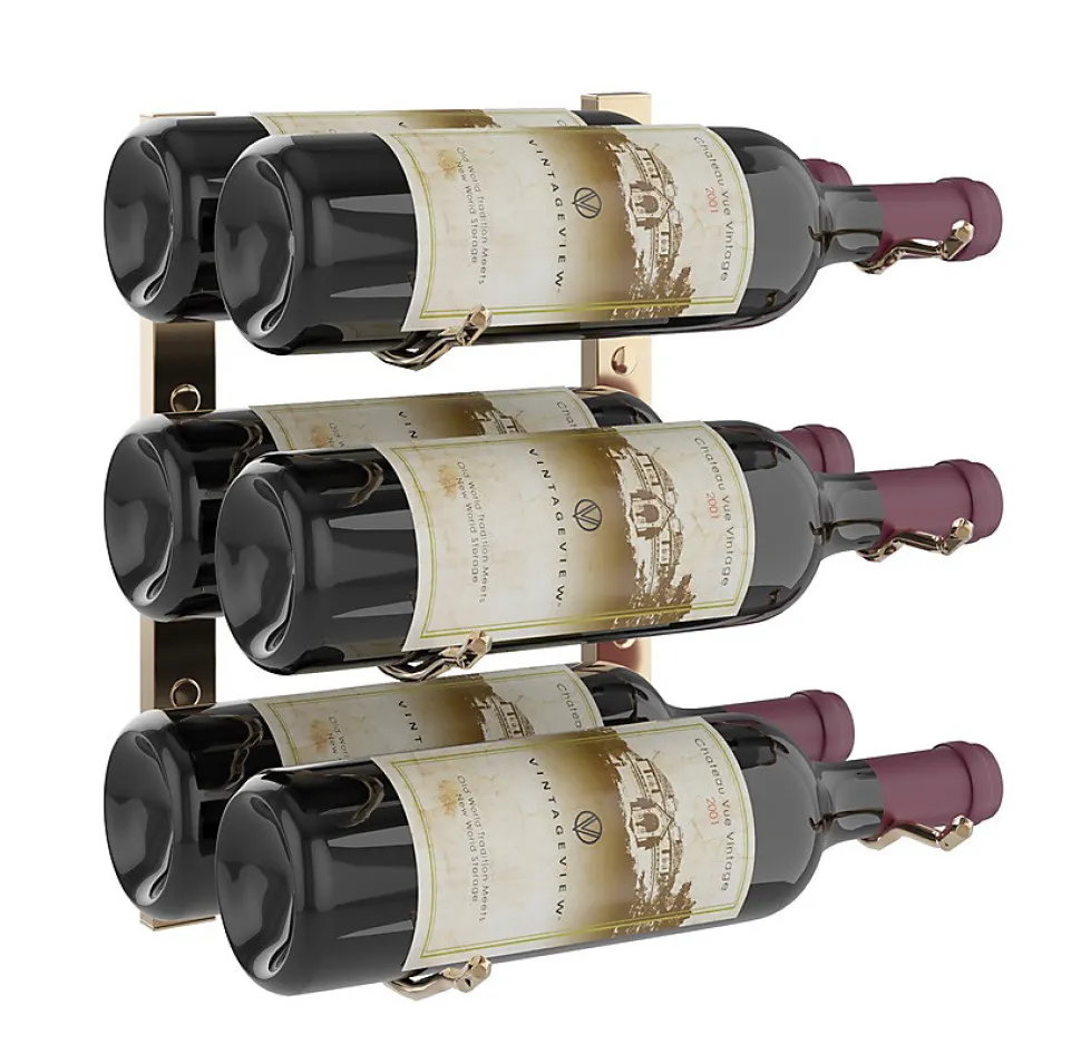 Support à bouteilles Série W1 pour 6 bouteilles, métal doré