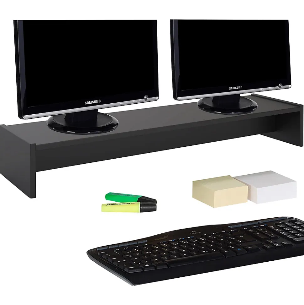 Support d'écran d'ordinateur SCREEN, en mélaminé noir mat