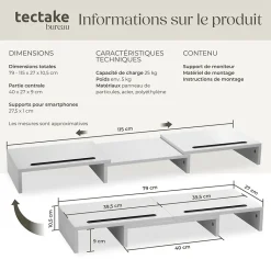 Support de moniteur 3 pièces avec supports pour smartphone
