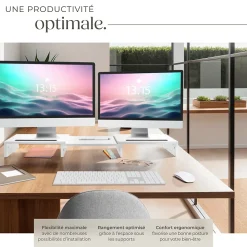 Support de moniteur 3 pièces avec supports pour smartphone