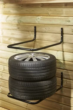 Support de rangement mural 2 pneus Mottez noir