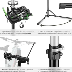 Support de réparation en acier enduit de poudre pour vélo pliable jusqu'à 50 kg hauteur réglable TECTAKE