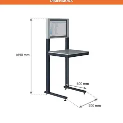 Support informatique sur patins - Ecran 22 pouces - Gris anthracite - W040010009-GA