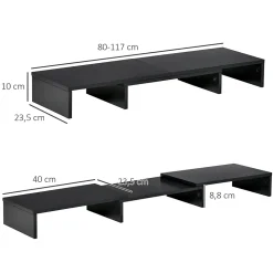 Support moniteur réhausseur d'écran extensible réglable orientable effet bois noir