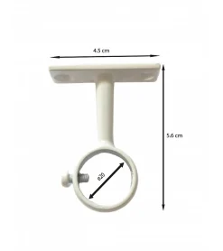 Support Oeil Fixe en Acier Blanc - Tringle Penderie diamètre 20 mm