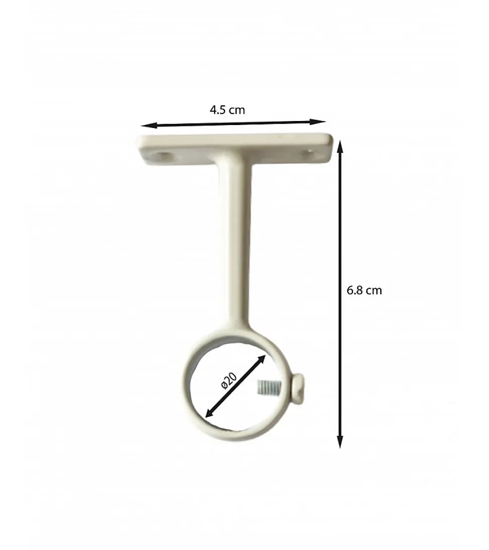 Support Oeil Fixe en Acier Blanc - Tringle Penderie diamètre 20 mm
