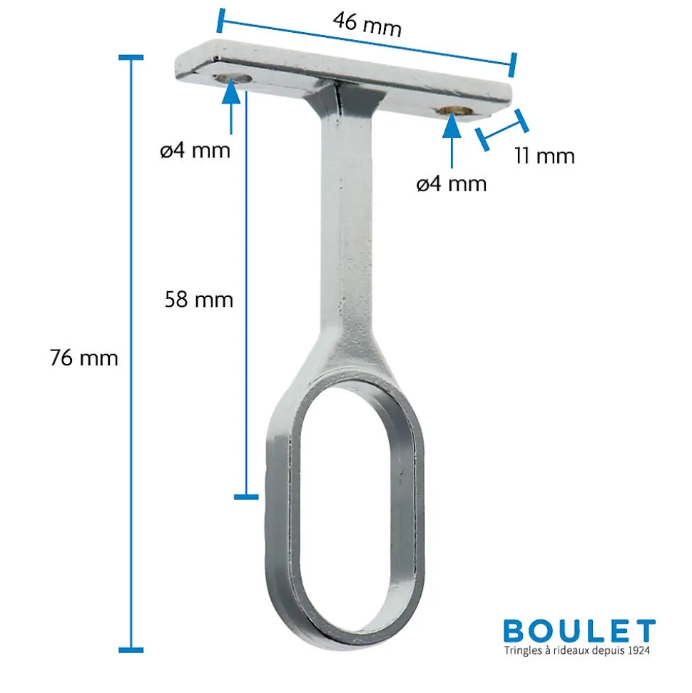 Support pour Barre de penderie Ovale en Acier Chromé Diam.30x15mm - Boulet