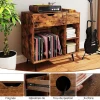 Support pour Tourne-disques avec Rallonge Électrique,Tiroir,3 Diviseurs,Kit Anti-basculement et Pieds Métalliques,80x40x79CM