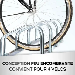 Support Vélo Râtelier DUNLOP - Range Vélo Sol ou Mural 4 Vélos - Support Garage Compact & Robuste - Montage Facile