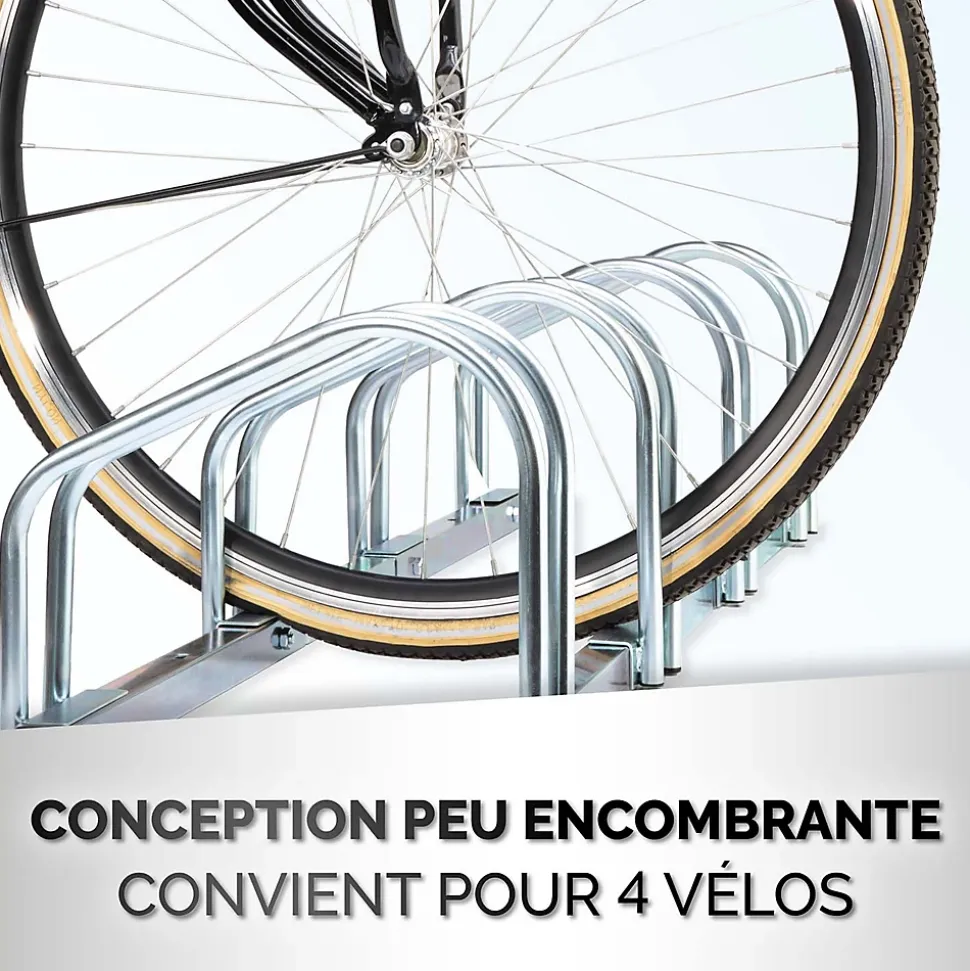 Support Vélo Râtelier DUNLOP - Range Vélo Sol ou Mural 4 Vélos - Support Garage Compact & Robuste - Montage Facile