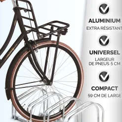 Support Vélo Râtelier DUNLOP - Range Vélo Sol ou Mural 4 Vélos - Support Garage Compact & Robuste - Montage Facile